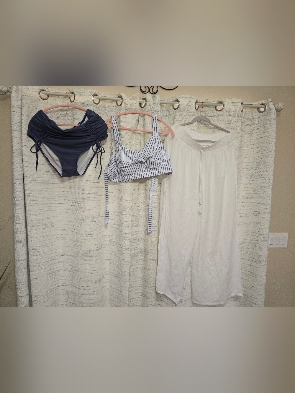 Time and Tru Navy & White Striped Women’s Swim Set Top